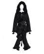 Eva Lady Black Gothic Faux Fur Trim Hooded Buckle Coat for Women