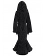 Eva Lady Black Gothic Faux Fur Trim Hooded Buckle Coat for Women