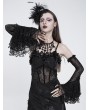 Eva Lady Black Gothic Beaded Floral Lace Flared Sleeves