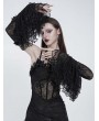 Eva Lady Black Gothic Beaded Floral Lace Flared Sleeves