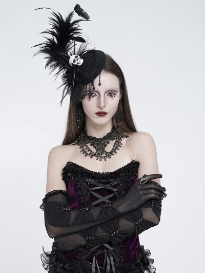 Eva Lady Black Gothic Mesh Patchwork Full Finger Gloves