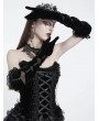 Eva Lady Black Gothic Velvet Patchwork Full Finger Gloves