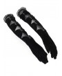 Eva Lady Black Gothic Velvet Patchwork Full Finger Gloves