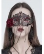 Eva Lady Black and Red Gothic Floral Beaded Tassel Masquerade Mask