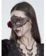 Eva Lady Black and Red Gothic Floral Beaded Tassel Masquerade Mask