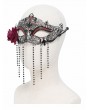 Eva Lady Black and Red Gothic Floral Beaded Tassel Masquerade Mask