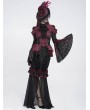 Eva Lady Red and Black Retro Gothic Lace Patchwork Shirt for Women