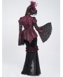 Eva Lady Red and Black Retro Gothic Lace Patchwork Shirt for Women