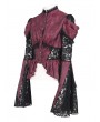 Eva Lady Red and Black Retro Gothic Lace Patchwork Shirt for Women