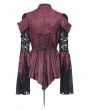 Eva Lady Red and Black Retro Gothic Lace Patchwork Shirt for Women