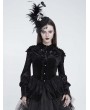 Eva Lady Black Gothic Vintage Floral Puff Sleeve Peplum Shirt for Women
