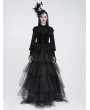 Eva Lady Black Gothic Vintage Floral Puff Sleeve Peplum Shirt for Women
