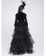 Eva Lady Black Gothic Vintage Floral Puff Sleeve Peplum Shirt for Women