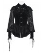 Eva Lady Black Gothic Vintage Floral Puff Sleeve Peplum Shirt for Women