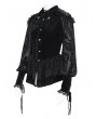 Eva Lady Black Gothic Vintage Floral Puff Sleeve Peplum Shirt for Women