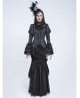 Eva Lady Black Gothic Victorian Flared Sleeve Buttoned Shirt for Women