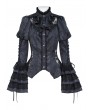 Eva Lady Black Gothic Victorian Flared Sleeve Buttoned Shirt for Women