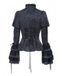 Eva Lady Black Gothic Victorian Flared Sleeve Buttoned Shirt for Women