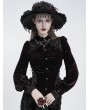 Eva Lady Black Gothic Retro Floral Lace Velvet Shirt for Women