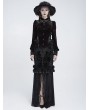 Eva Lady Black Gothic Retro Floral Lace Velvet Shirt for Women