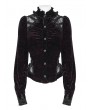Eva Lady Black Gothic Retro Floral Lace Velvet Shirt for Women
