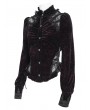 Eva Lady Black Gothic Retro Floral Lace Velvet Shirt for Women