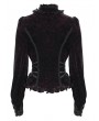Eva Lady Black Gothic Retro Floral Lace Velvet Shirt for Women