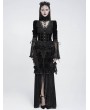 Eva Lady Black Gothic Floral Lace Spliced V-Neck Shirt for Women