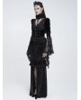 Eva Lady Black Gothic Floral Lace Spliced V-Neck Shirt for Women