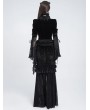 Eva Lady Black Gothic Floral Lace Spliced V-Neck Shirt for Women