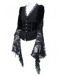 Eva Lady Black Gothic Floral Lace Spliced V-Neck Shirt for Women