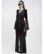 Eva Lady Black and Red Gothic Floral Lace Spliced V-Neck Shirt for Women