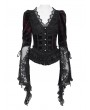 Eva Lady Black and Red Gothic Floral Lace Spliced V-Neck Shirt for Women
