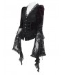 Eva Lady Black and Red Gothic Floral Lace Spliced V-Neck Shirt for Women