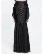 Eva Lady Black Gothic Beaded Velvet Mesh Patchwork Fishtail Skirt