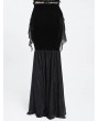 Eva Lady Black Gothic Beaded Velvet Mesh Patchwork Fishtail Skirt