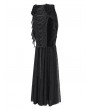 Eva Lady Black Gothic Beaded Velvet Mesh Patchwork Fishtail Skirt