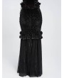 Eva Lady Black Gothic Rose Slit Mesh Velvet Fishtail Skirt