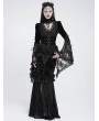 Eva Lady Black Gothic Rose Slit Mesh Velvet Fishtail Skirt