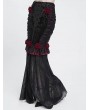 Eva Lady Black and Red Gothic Rose Slit Mesh Velvet Fishtail Skirt