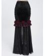 Eva Lady Black and Red Gothic Rose Slit Mesh Velvet Fishtail Skirt