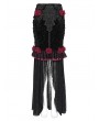 Eva Lady Black and Red Gothic Rose Slit Mesh Velvet Fishtail Skirt