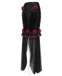 Eva Lady Black and Red Gothic Rose Slit Mesh Velvet Fishtail Skirt