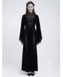 Eva Lady Black Gothic Deep Illusion Velvet Fishtail Maxi Dress
