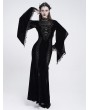 Eva Lady Black Gothic Deep Illusion Velvet Fishtail Maxi Dress