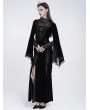 Eva Lady Black Gothic Deep Illusion Velvet Fishtail Maxi Dress