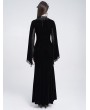 Eva Lady Black Gothic Deep Illusion Velvet Fishtail Maxi Dress