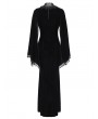 Eva Lady Black Gothic Deep Illusion Velvet Fishtail Maxi Dress