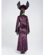 Eva Lady Purple Gothic Deep Illusion Velvet Fishtail Maxi Dress