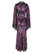 Eva Lady Purple Gothic Deep Illusion Velvet Fishtail Maxi Dress